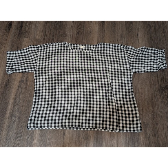 Eileen Fisher Tops - Eileen Fisher Black and White Gingham Boxy Blouse